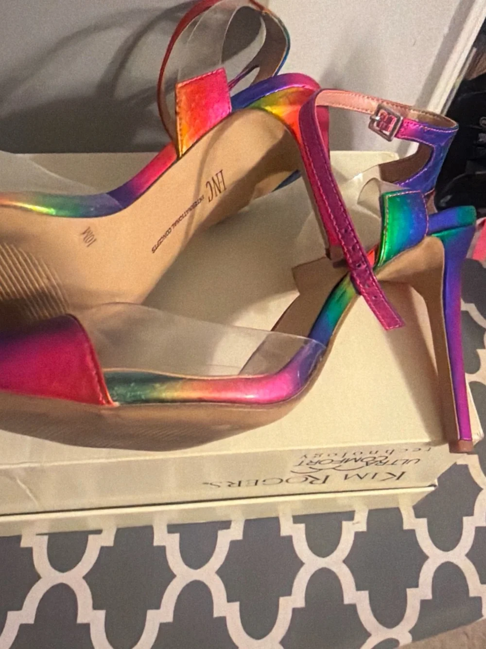 Rainbow Pointed-Toe Stiletto Heels - Pink Accent